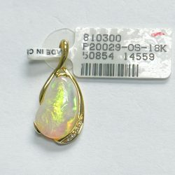 18K Solid White Opal Pendant