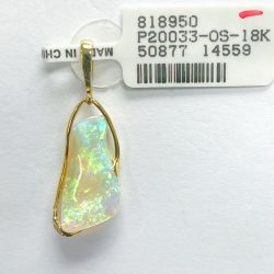 18K Solid White Opal Pendant