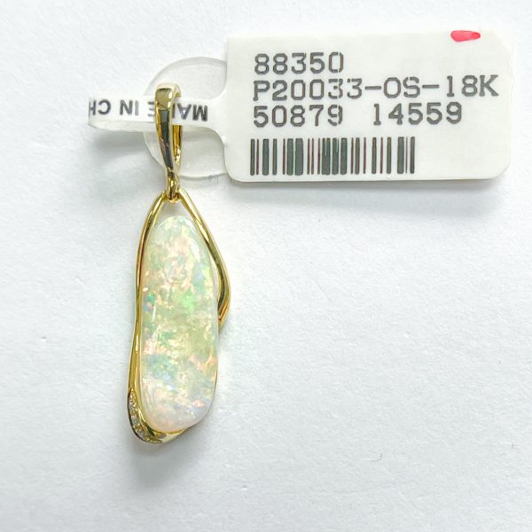 18K Solid White Opal Pendant