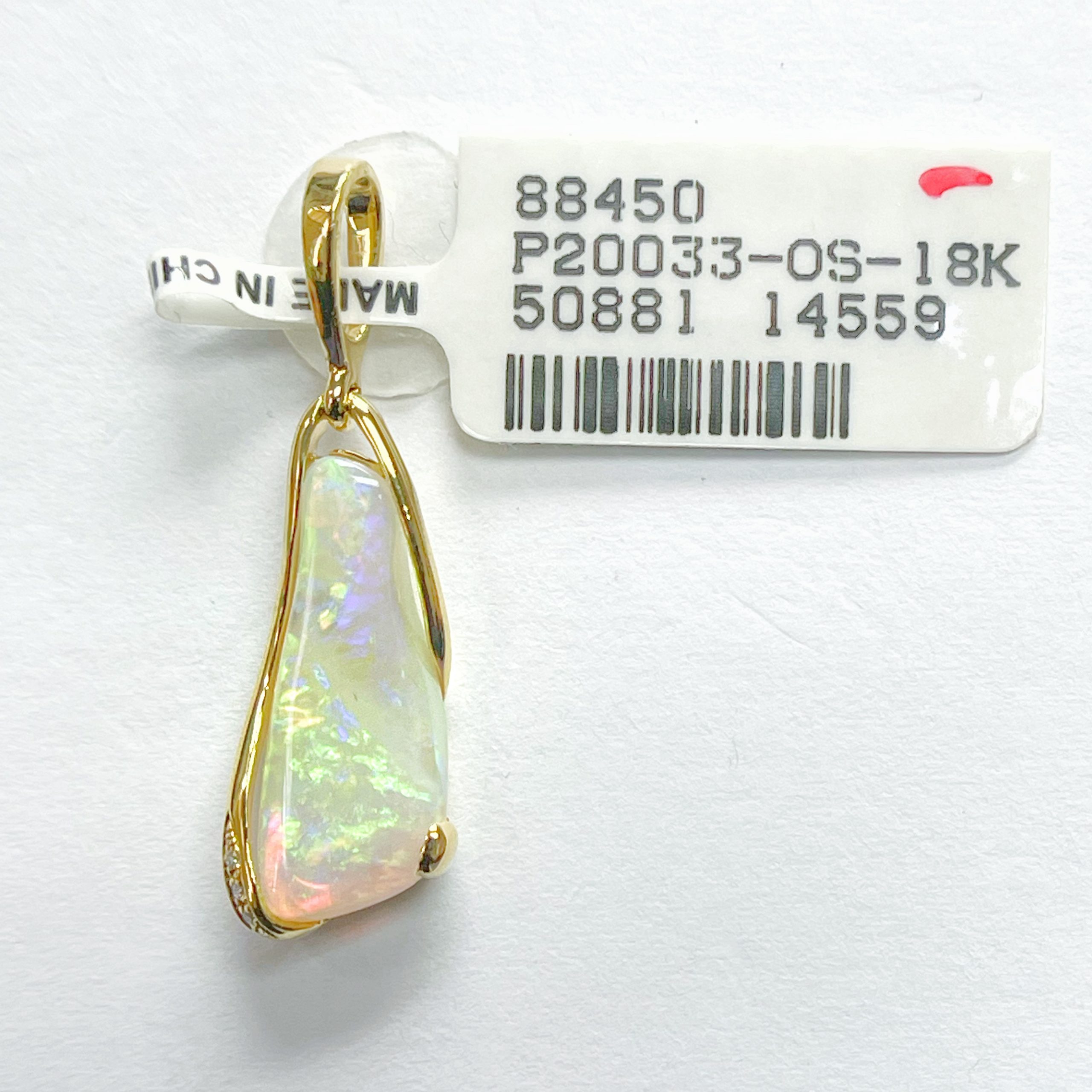 18K Solid White Opal Pendant