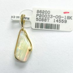 18K Solid White Opal Pendant