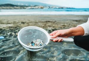 O plástico nos oceanos e nos seres humanos.
