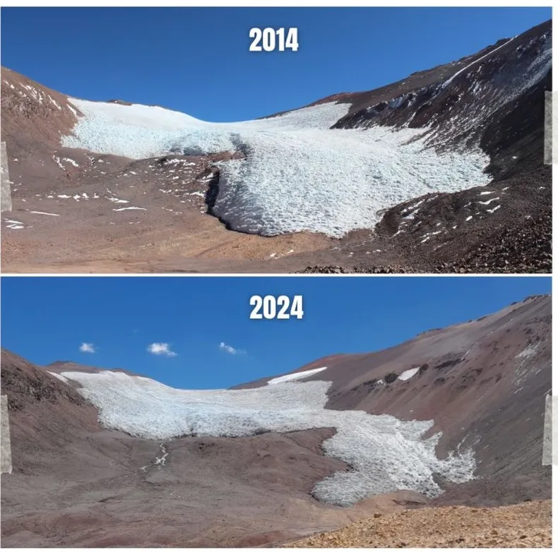 Derretimento do Glaciar Agua Negra em San Juan. Foto: Tiempo de San Juan.