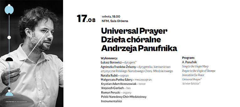 Einladung zum Konzert Universal Prayer mit Chormusik von Andrzej Panufnik im NFM!