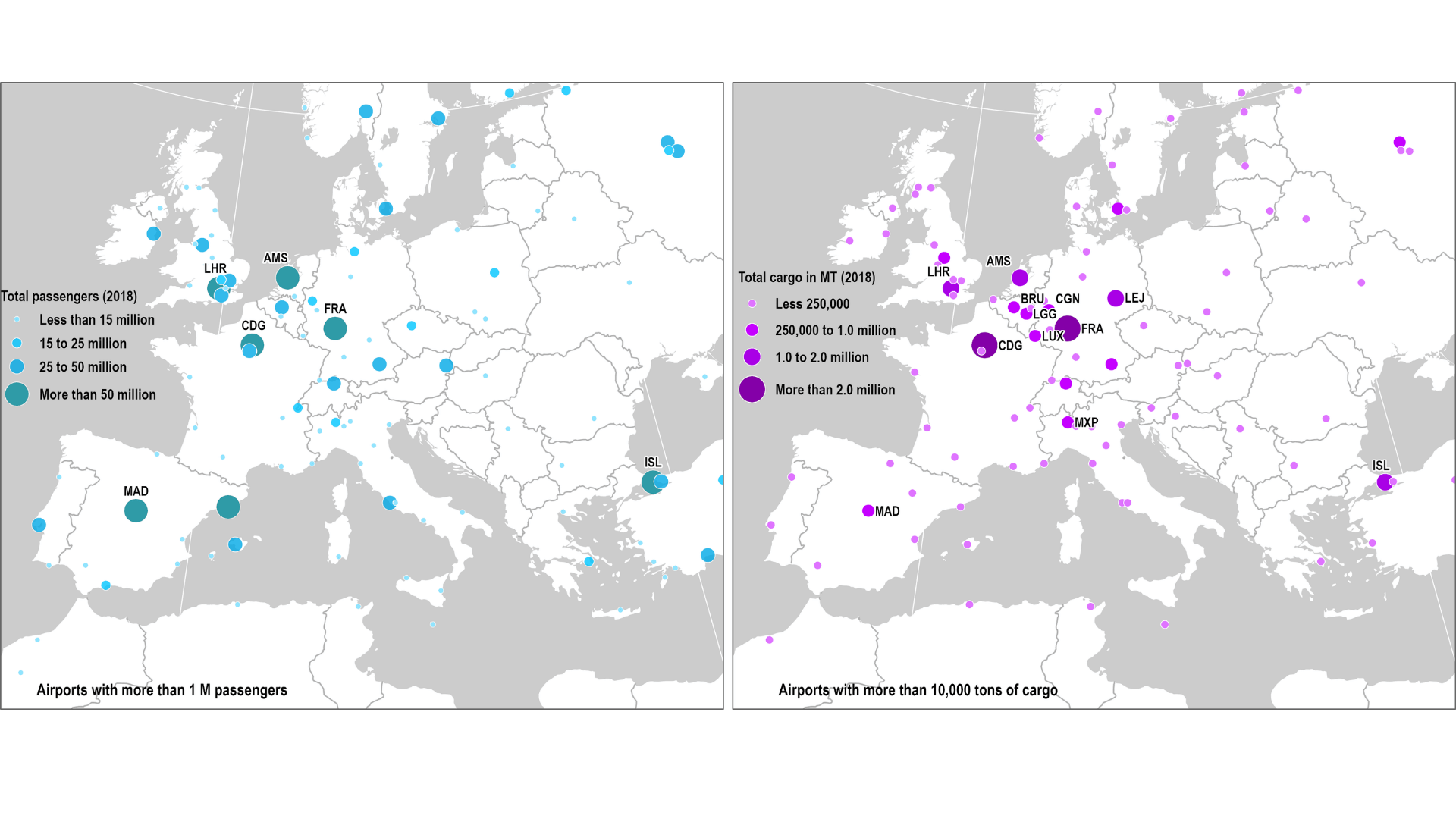 map of airports in europe