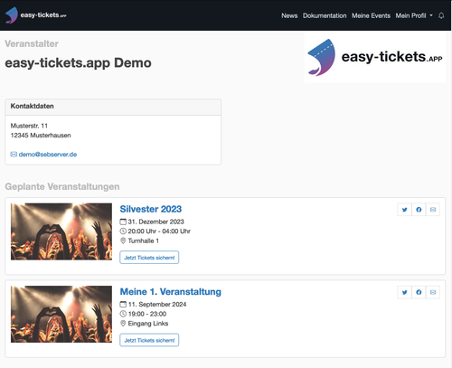 easy-tickets-app Veranstalterseite