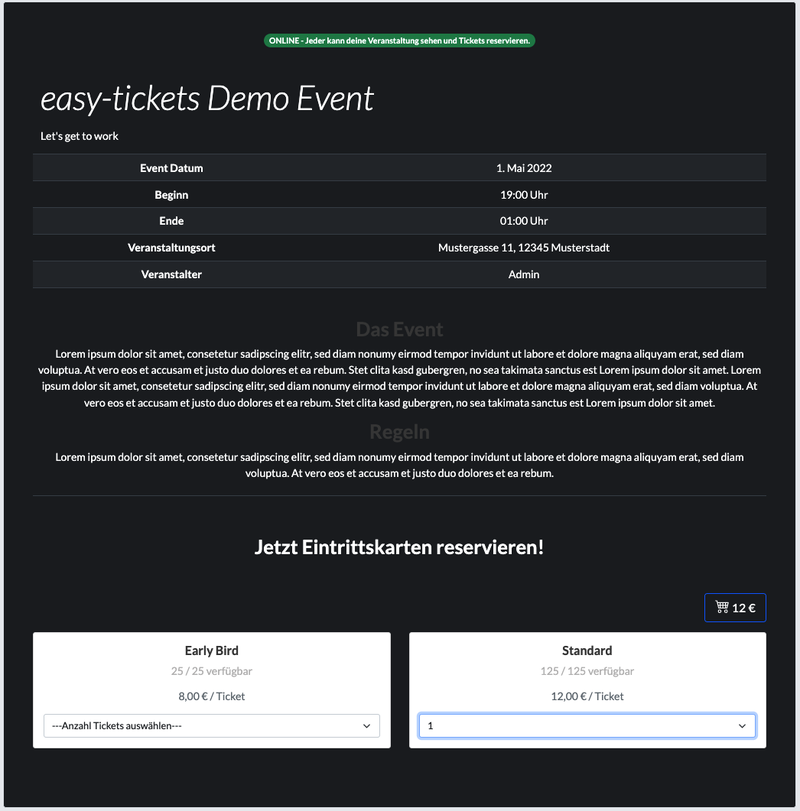 easy-tickets-app vvk online store teaser