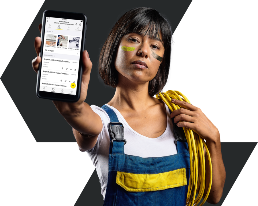 Werde Ambassador und digitalisiere das Handwerk! Bild: Die Handwerkersoftware Hero ist der tägliche Begleiter auf dem Smartphone
