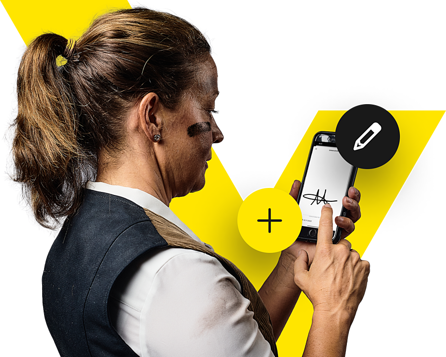 Entfessel dein Handwerk mit der digitalen Unterschrift von HERO! Bild: Mobile Unterschrift mit Hero