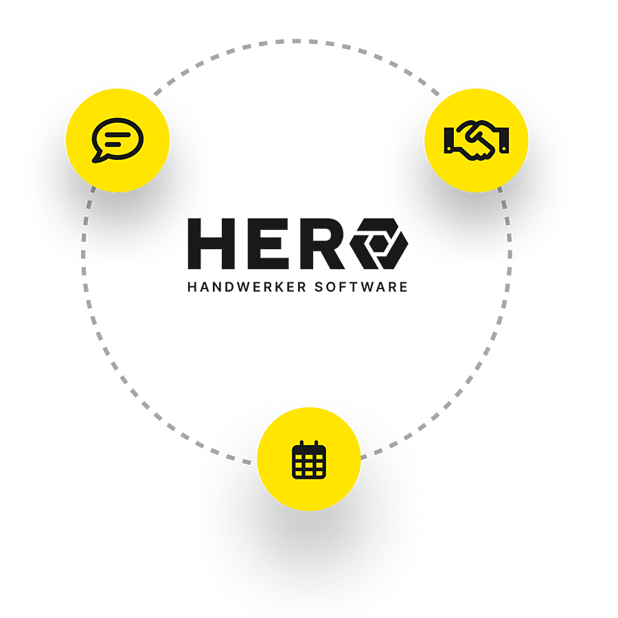 Werde HERO Ambassador und profitiere von zahlreichen Vorteilen. Bild: Verschiedene Kooperationen bei und mit der Handwerkersoftware Hero