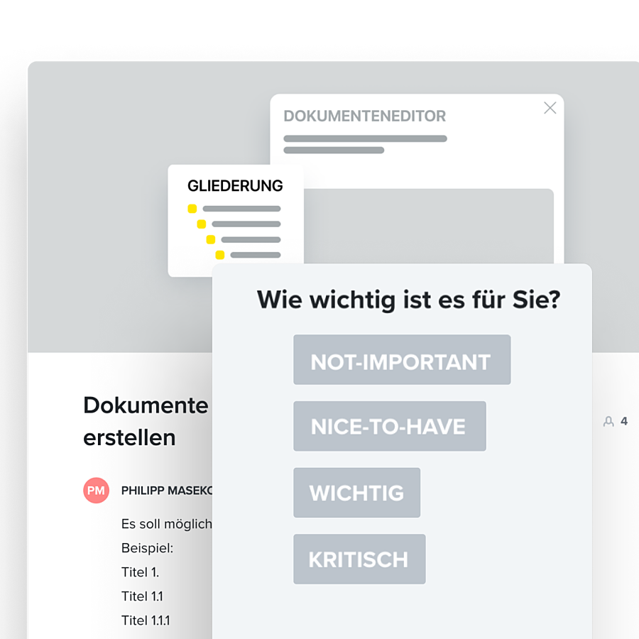 Gib Feedback zu Vorschlägen! Bild: Feedbackgeben im Hero Productboard