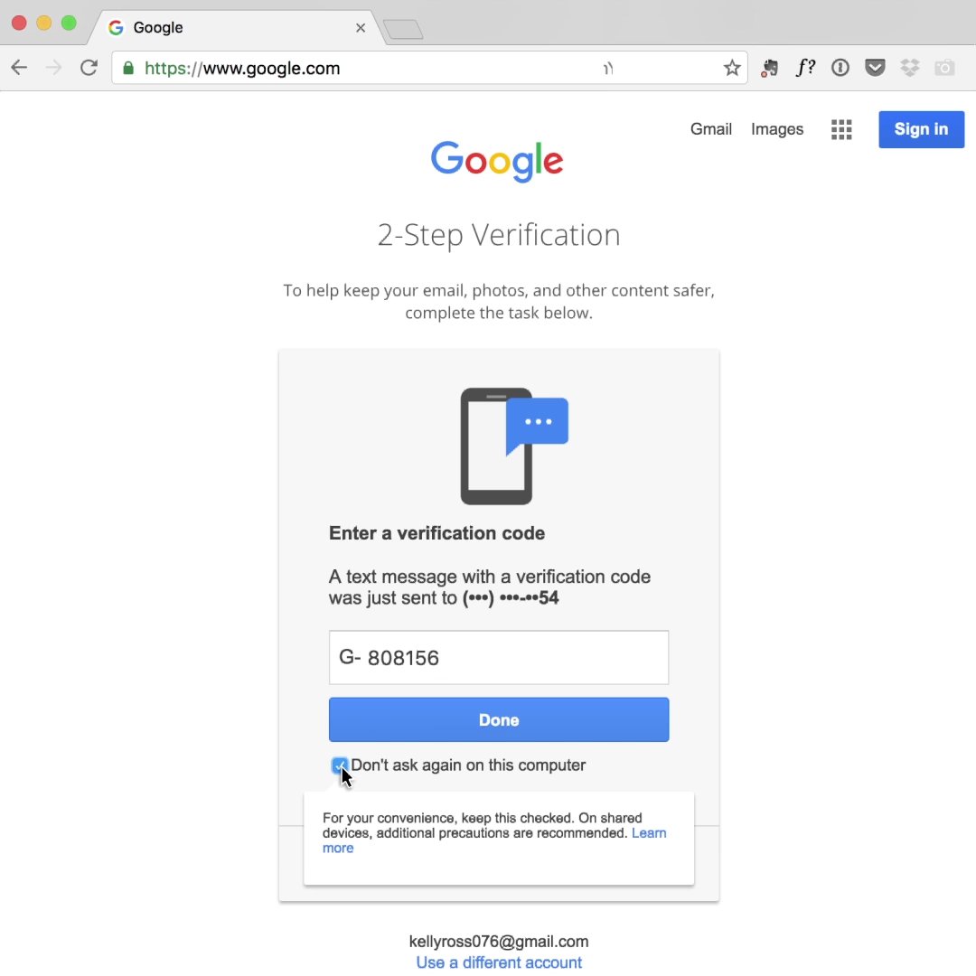 Google account verification