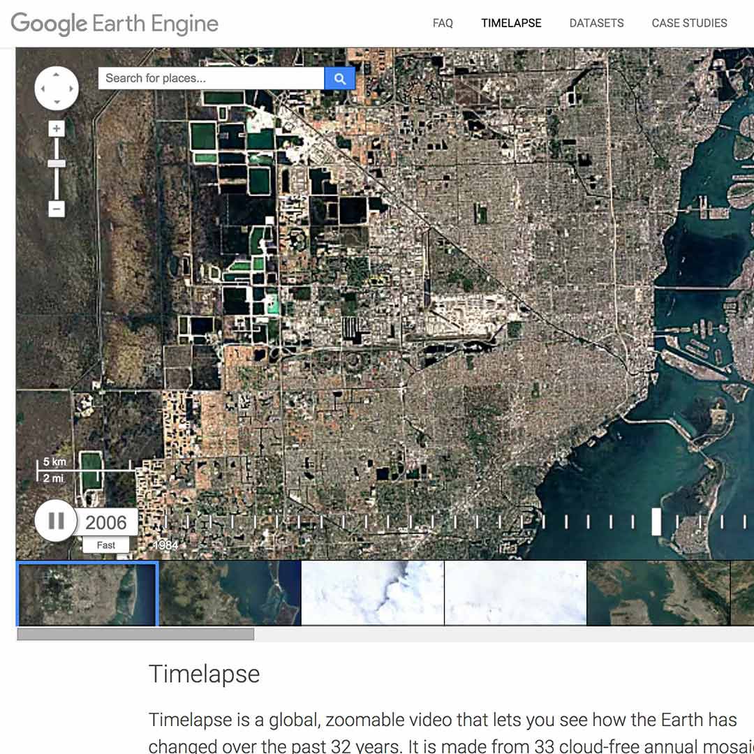 Immagini storiche di Google Google Earth Pro, Maps e Timelapse