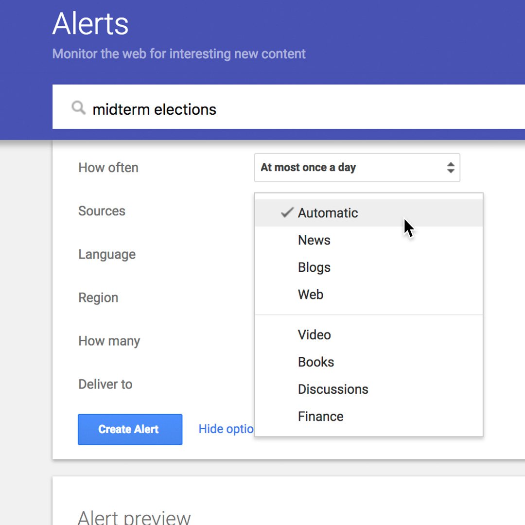 Google Alerts set up