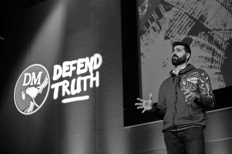 Styli Charalambous, CEO of Daily Maverick, speaking at Defend Truth conference