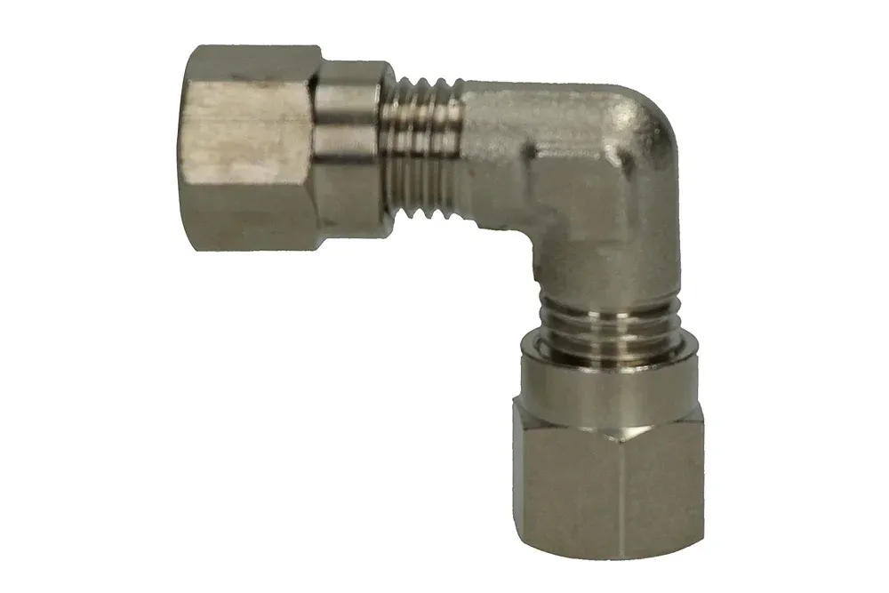 Skruetilkobling for rør og pneumatiske slanger vinklet 90°, type B6