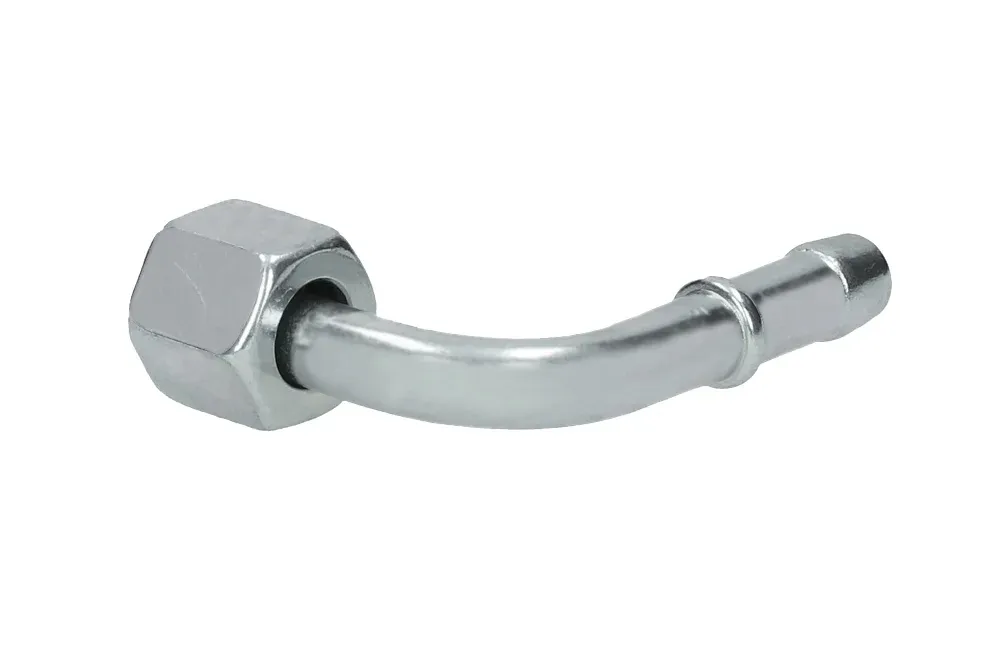 90° kampinė antgalinė jungtis su veržle, anglinis plienas, RBU tipas