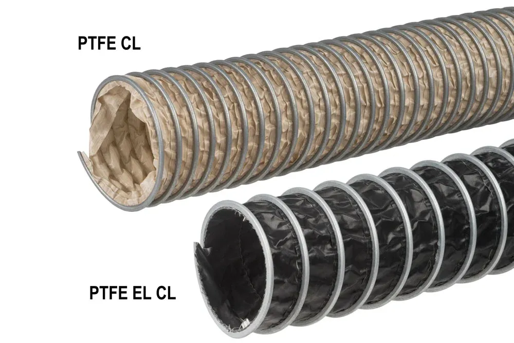 Tefloninė žarna chemiškai agresyvių garų transportavimui, esant temperatūrai iki 250 °C PTFE CL, PTFE EL CL