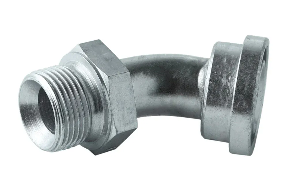 Adapteris 45° su išoriniu BSP sriegiu / SAE 3000 flanšu, anglinis plienas, tipas A122