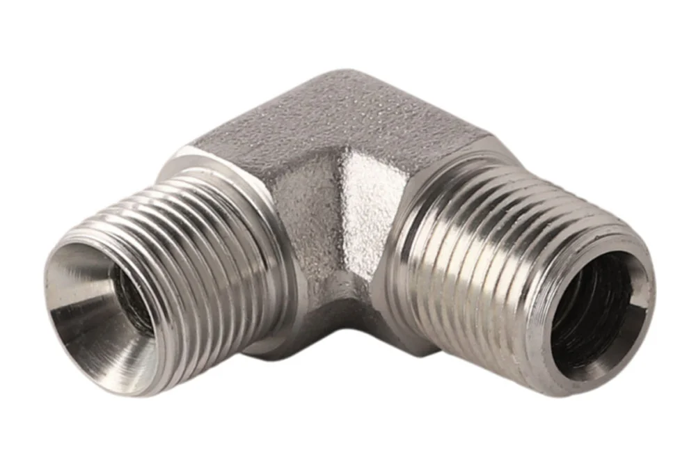 Adapteris – 90° alkūnė su išoriniu BSP/NPT sriegiu, anglinis plienas, tipas A206