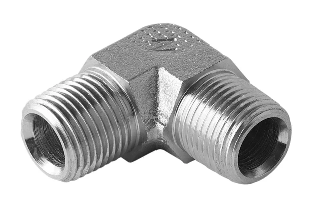 Adapteris 90° su išoriniu NPT sriegiu, nerūdijantis plienas, tipas A305