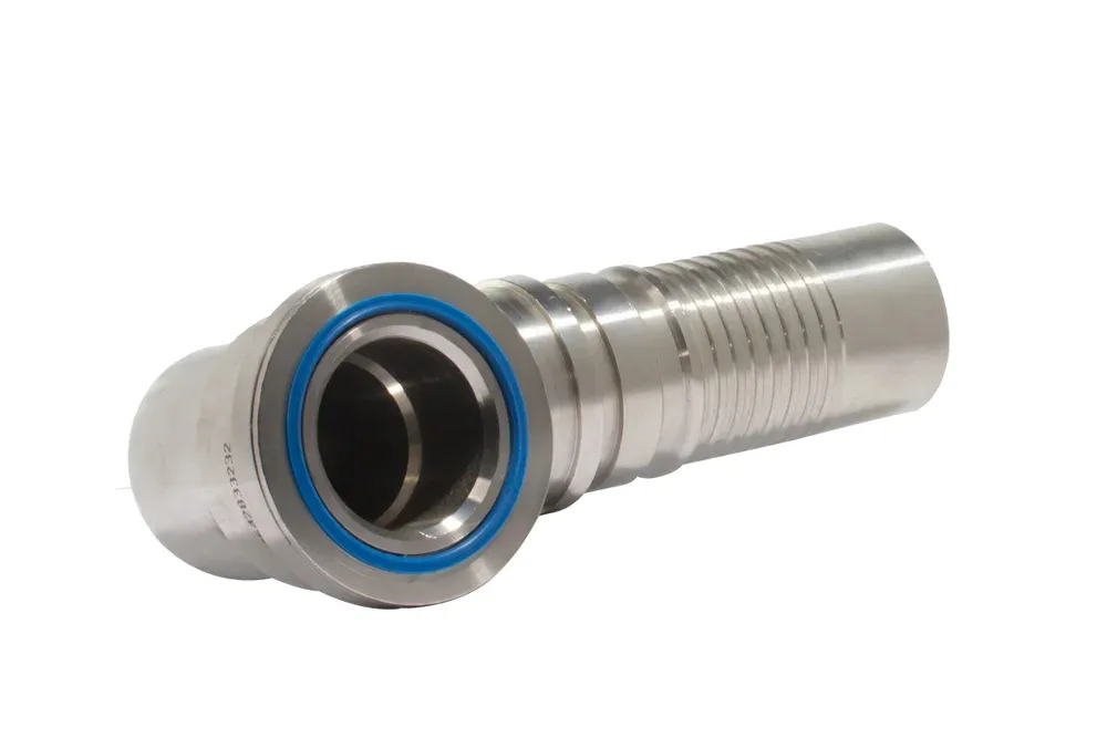 90° flanšinis antgalis INTERLOCK SAE 6000, nerūdijantis plienas