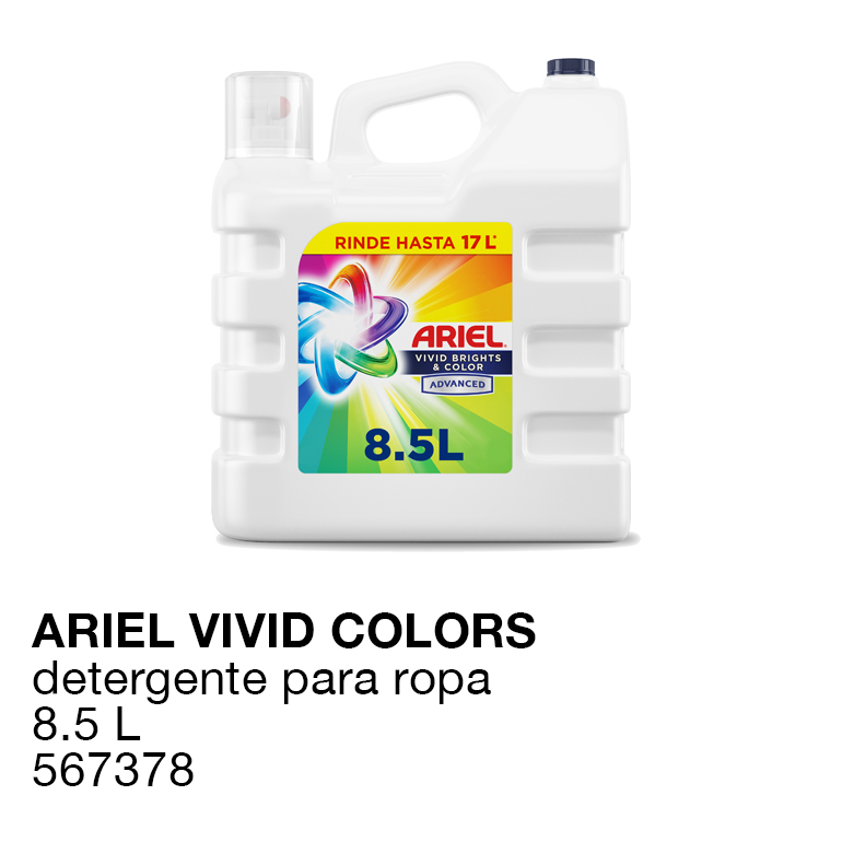 Ariel Vivid Detergente liquido para ropa 8.5 L