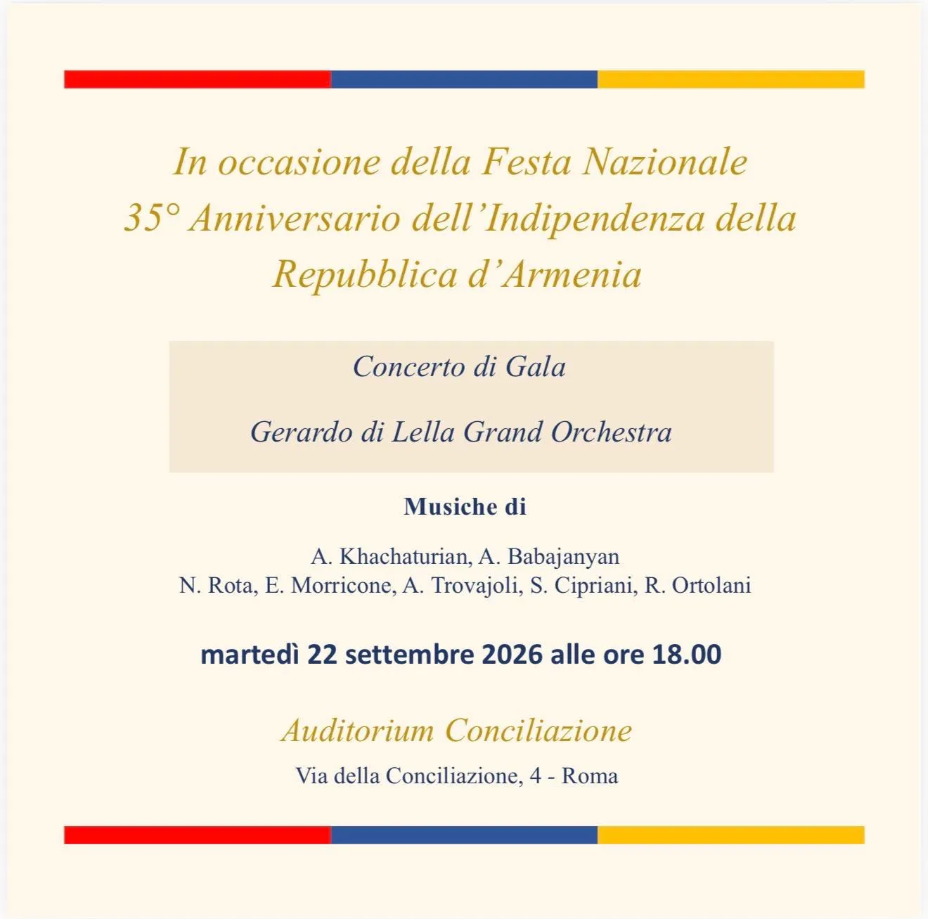 Festa Nazionale Della Repubblica Di Armenia - Concerto Di Gala - Gerardo Di Lella Grand Òrchestra.
