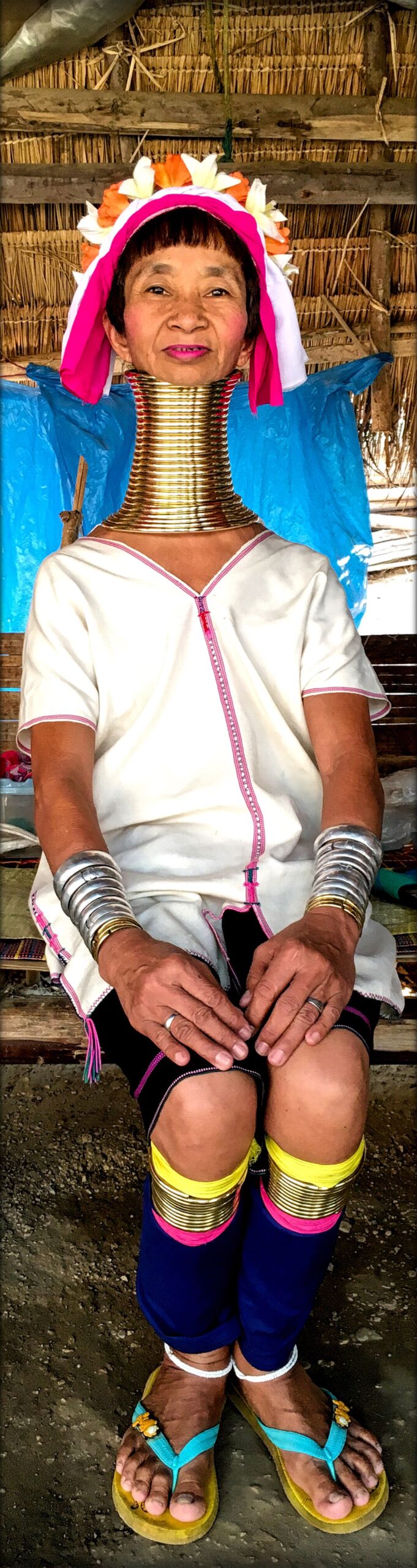 A Padaung woman after removing her neck rings for cleaning, village... News  Photo - Getty Images