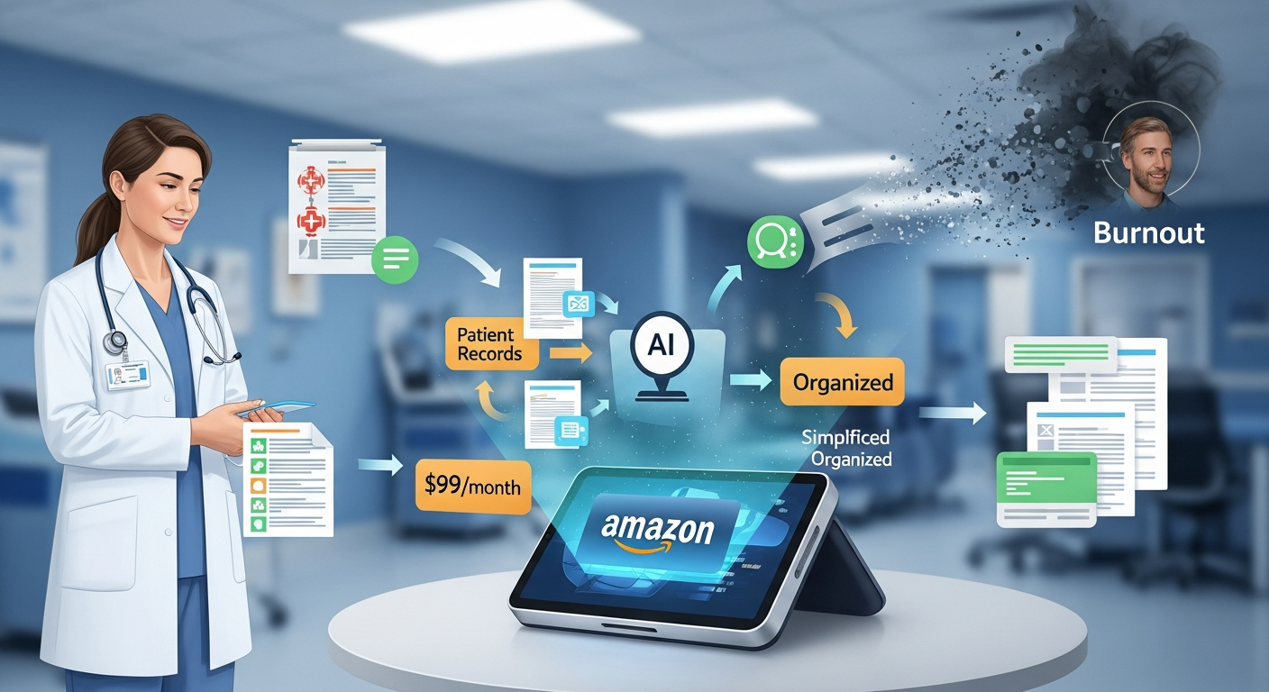 月額99ドルで「燃え尽き」を解消？Amazonが医療現場の事務作業を自動化するAIに賭ける理由