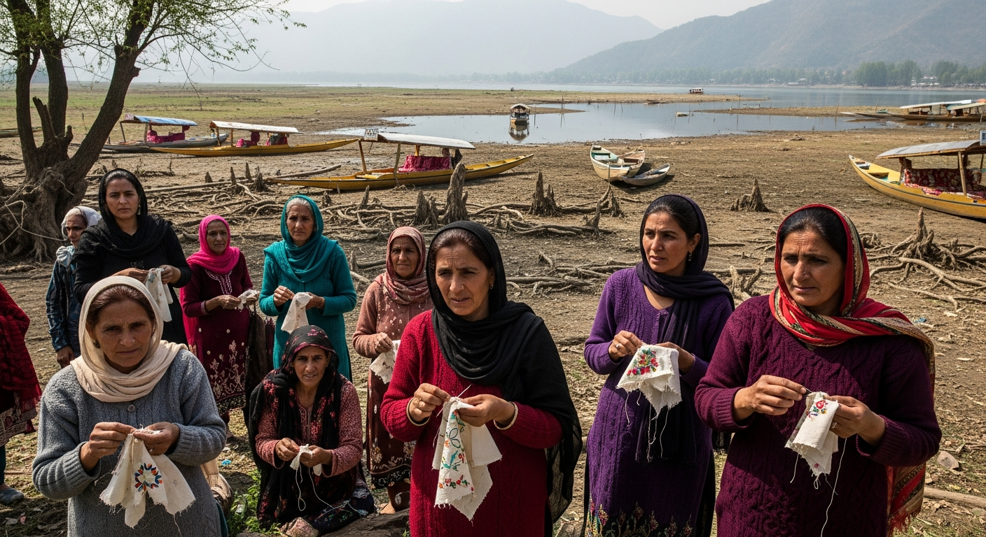 気候変動に奪われた生業——カシミールのダル湖で女性たちが「針」を手に立ち上がる理由