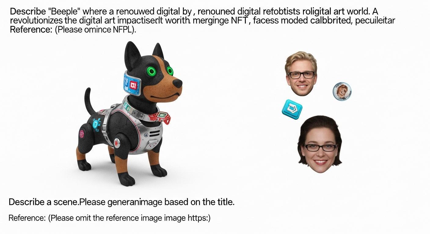 Beepleのロボット犬がアート界に旋風を巻き起こす:NFT、有名人の顔、そして「排泄物」の奇妙な融合