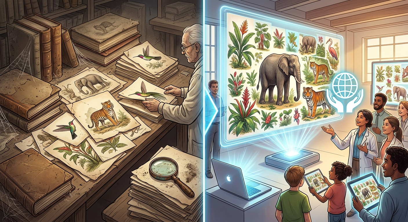 AIが蘇らせた19世紀の至宝:1,300枚超の野生生物イラストが無料公開された理由
