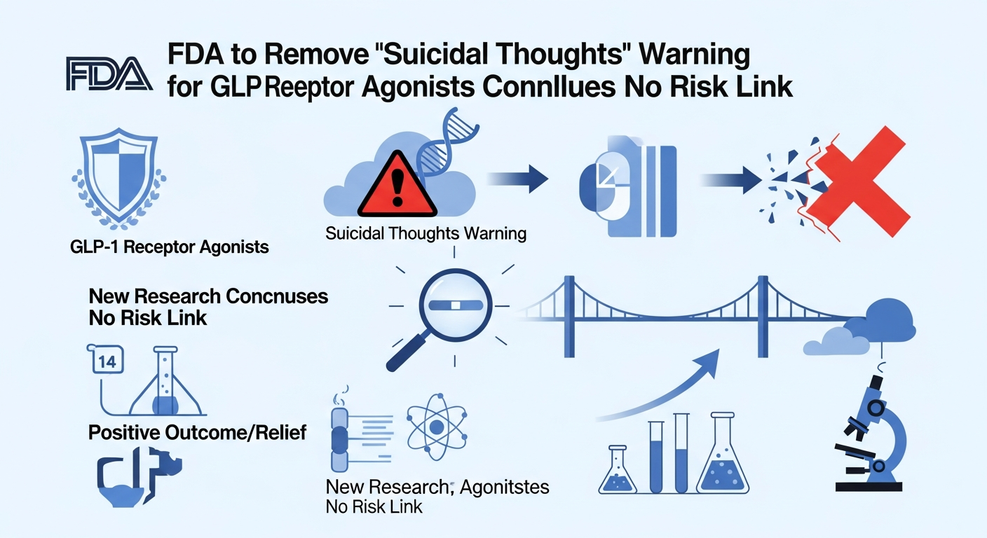 FDA、GLP-1 RA薬剤の「自殺念慮」警告表示削除を要請 - 安全性レビューでリスク関連なしと結論
