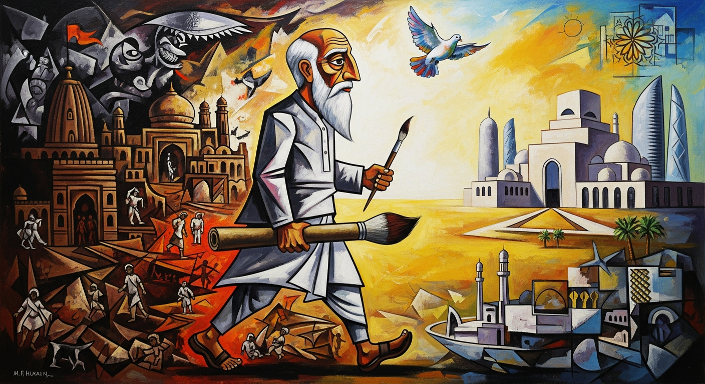 迫害から栄光へ:亡命芸術家M.F.フセイン、カタールで永遠の安息地を見つける