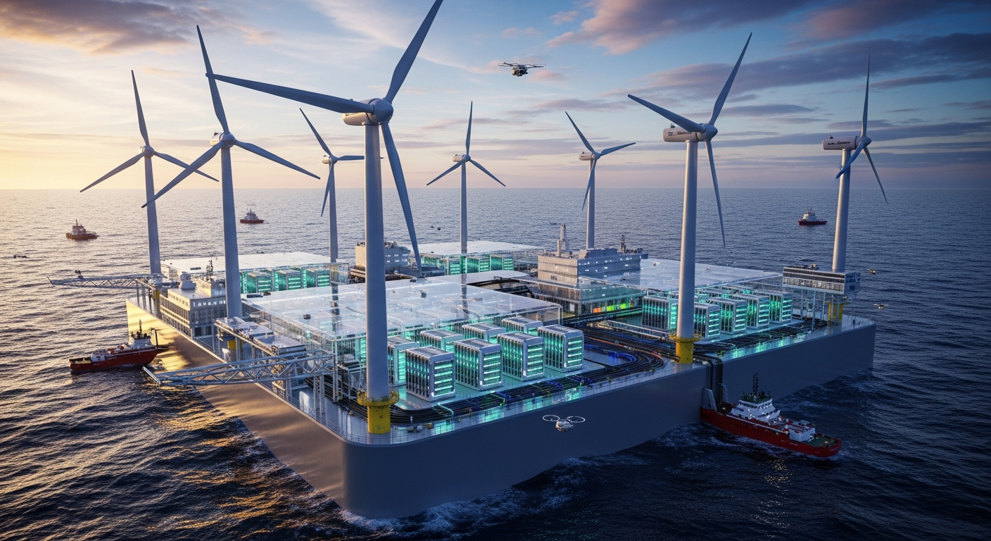AIの電力危機を海上で解決?風力発電とデータセンターが一体化した「浮体式プラットフォーム」の衝撃