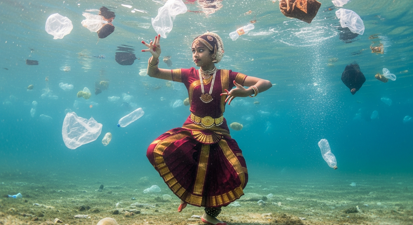 11歳少女、プラスチック汚染に立ち向かう!水深6mで舞うバラタナティヤムが世界を感動させる