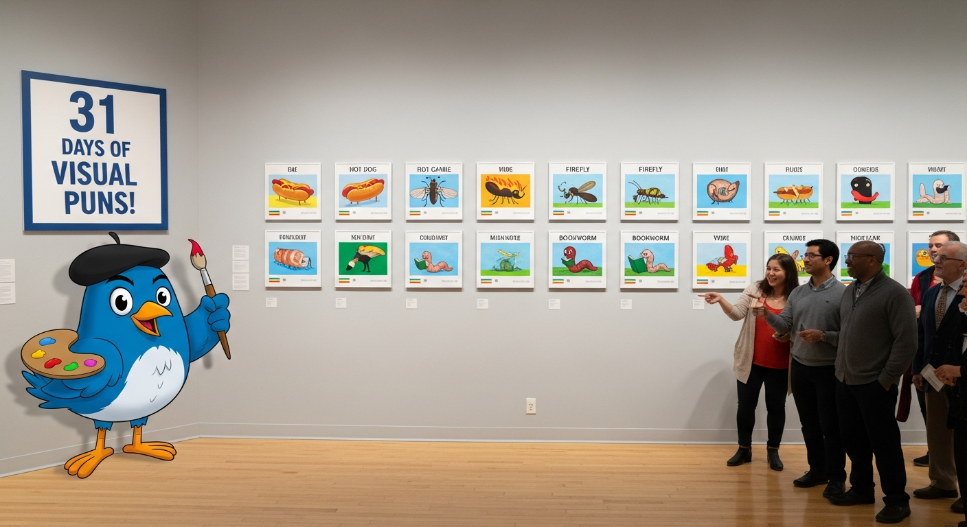31日間連続！アーティストが描く、ツイート級の秀逸「ビジュアル・プン」アート展