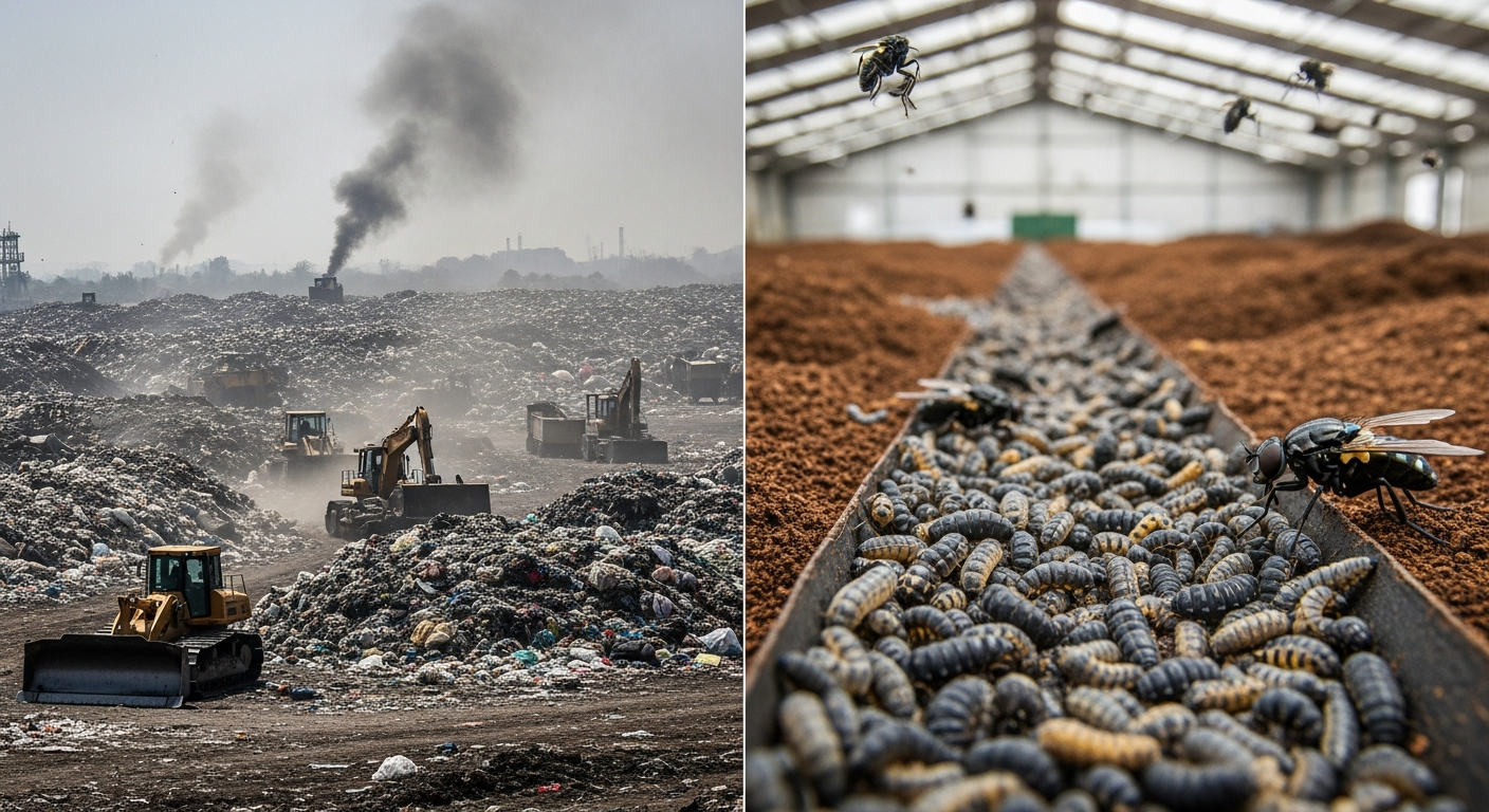 ベンガルールが抱える8000トンのゴミ問題:ブラックソルジャーフライが解決の鍵か?