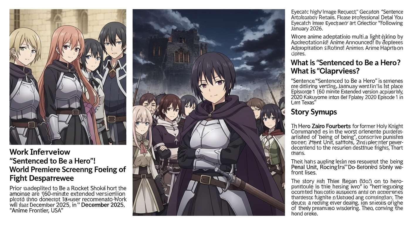 犯罪者がヒーローに?ダークファンタジーアニメ「Sentenced to Be a Hero」世界初プレミア上映決定!