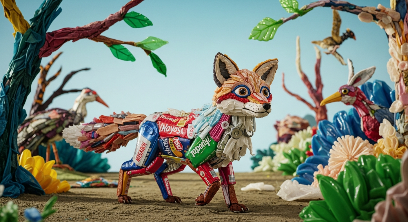 ゴミが野生動物に！シュガーフォックスの驚くべき「廃棄物アート」の世界