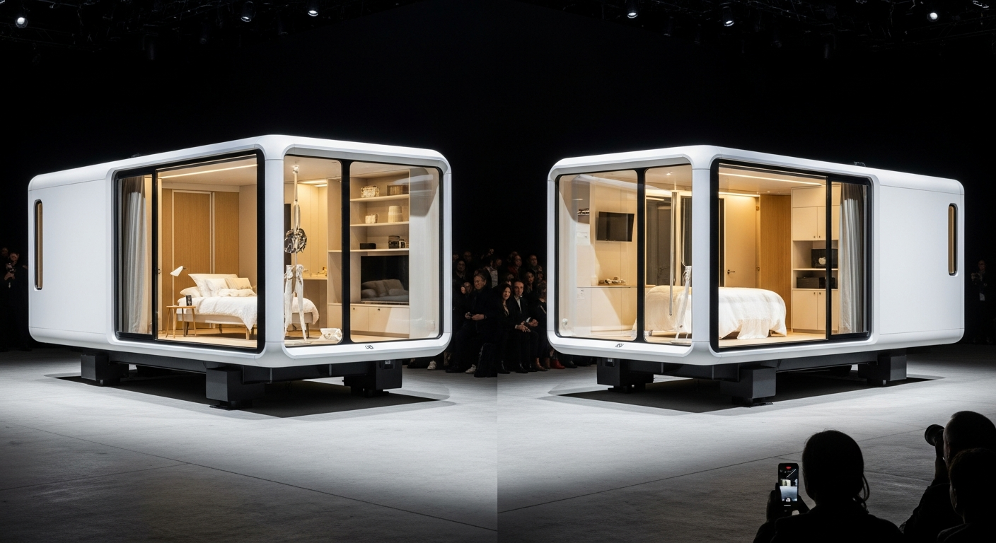 ファレル・ウィリアムスがルイ・ヴィトンのショーで披露した、NOT A HOTELとのコラボによる革新的なプレハブ住宅「DROPHAUS」