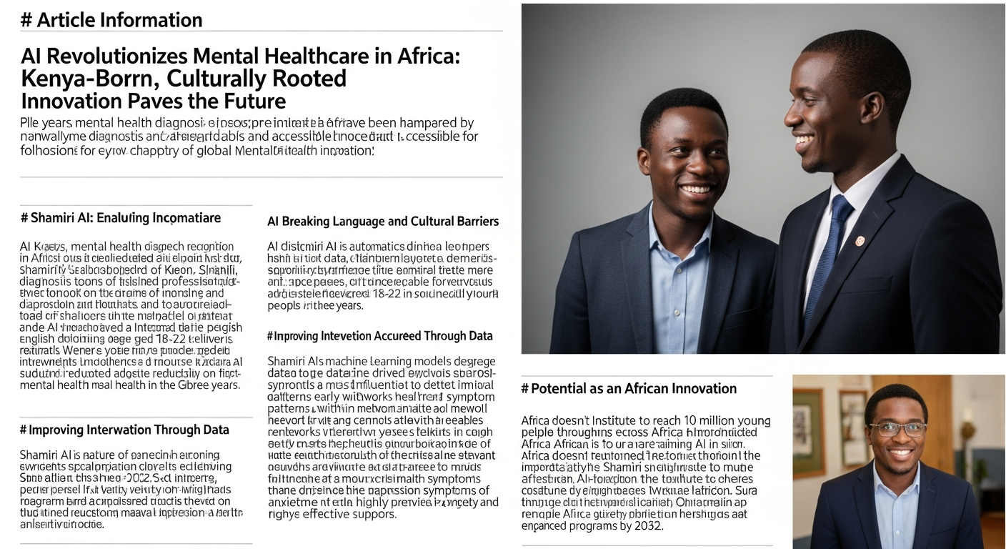 アフリカのメンタルヘルスケアに革命を起こすAI:ケニア発、文化に根差した革新で未来を拓く