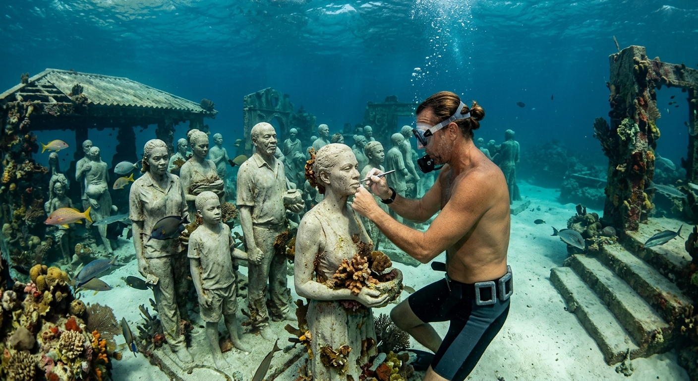海に沈んだ故郷を刻む:気候変動を可視化する彫刻家ジェイソン・デカイレス・テイラーの挑戦
