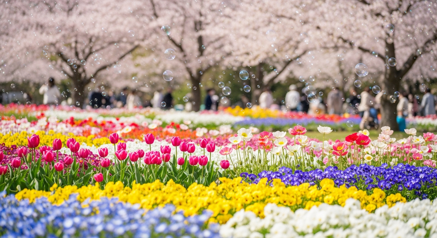 桜だけじゃない!立川・昭和記念公園で楽しむ「春の絶景リレー」と幻想的なシャボン玉演出の魅力