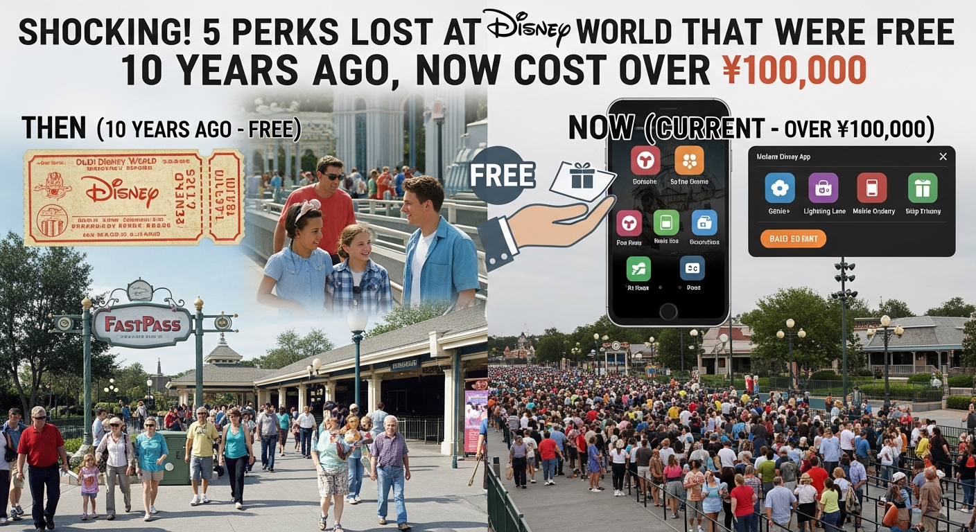 【衝撃】10年前は無料だった!ディズニーワールドで失われた5つの特典、現在10万円超えの理由