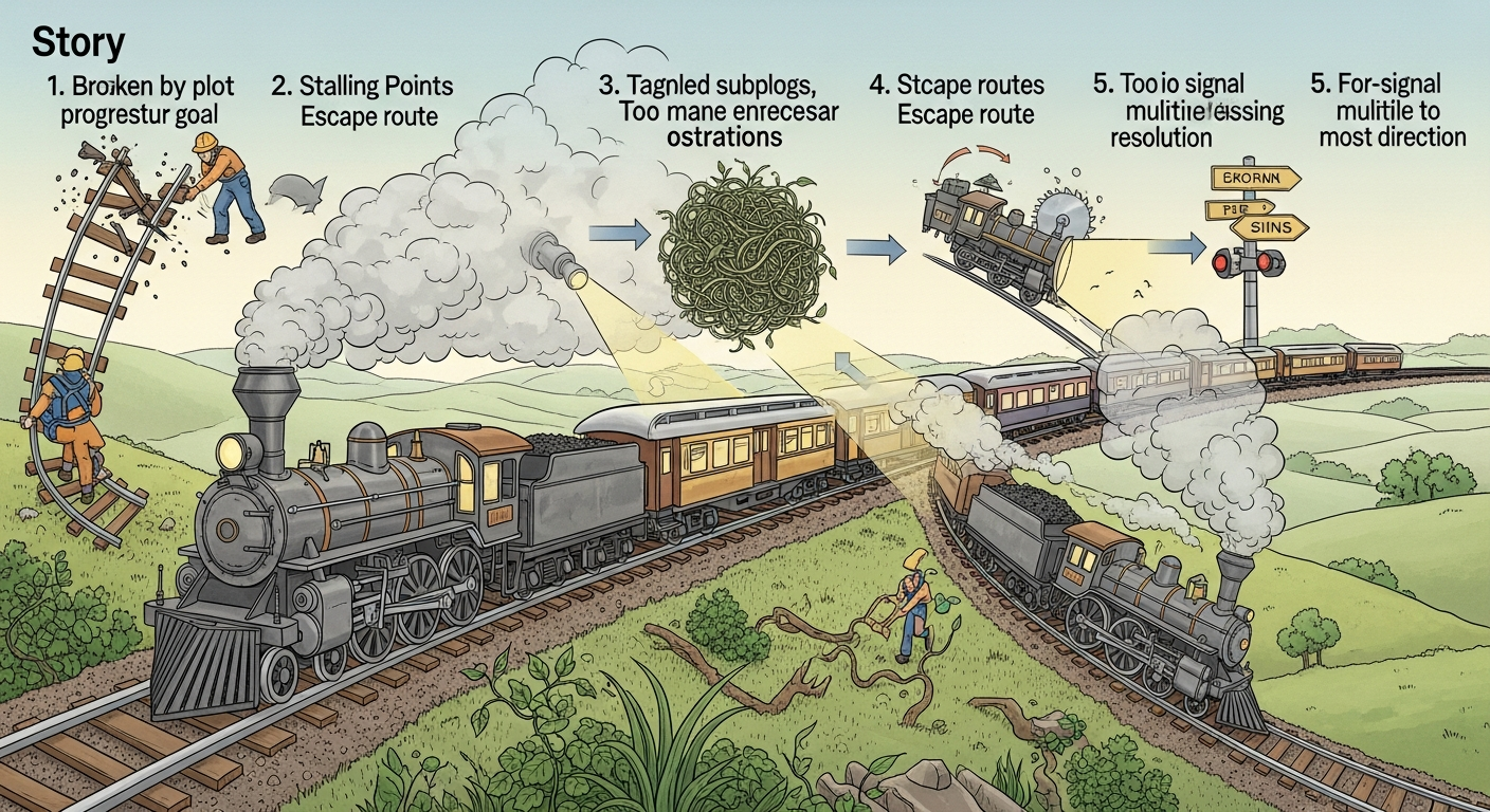 物語が停滞する5つの原因と脱出法:読者を引き込む「列車」の構造とは?