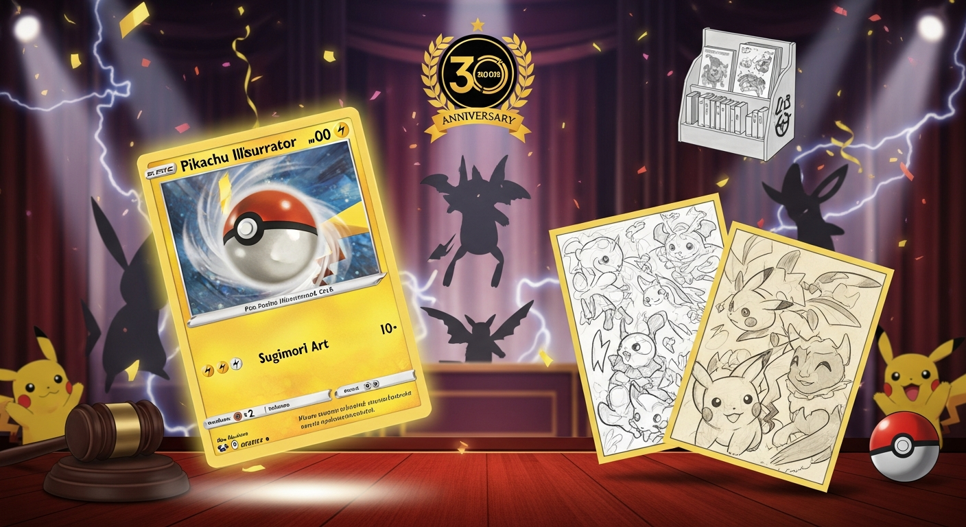 ポケモン30周年！幻の「ピカチュウイラストレーター」カードや杉森建氏の原画がオークションに登場、マンガセクションも新設
