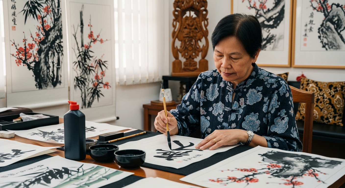 マレーシアの高齢者が書道・水墨画に再注目：心の静けさと自己表現の新たな源泉