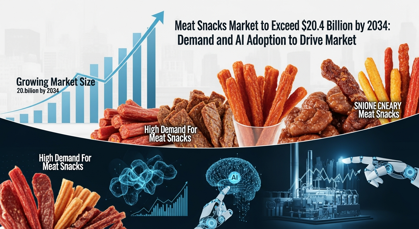 肉スナック市場、2034年までに204億ドル超えへ:高まる需要とAIの活用が市場を牽引